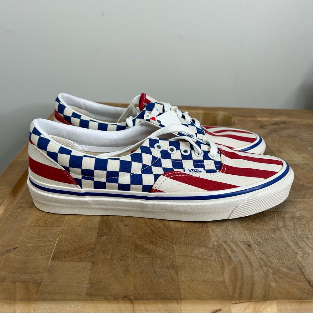 Vans Era 95 DX Red Stripes Blue Check
